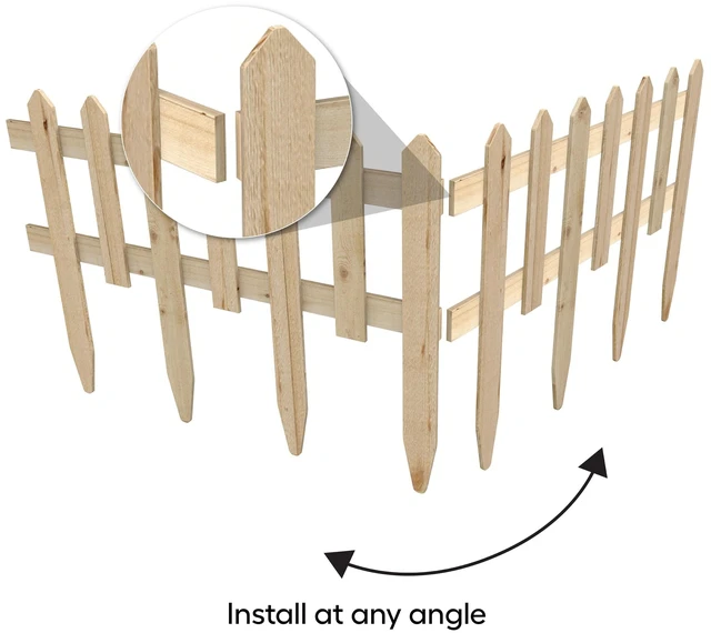Alt view image 7 of 7 - Expert Gardener Wood Picket Garden Border Edging, 17 in H x 23.6 in W
