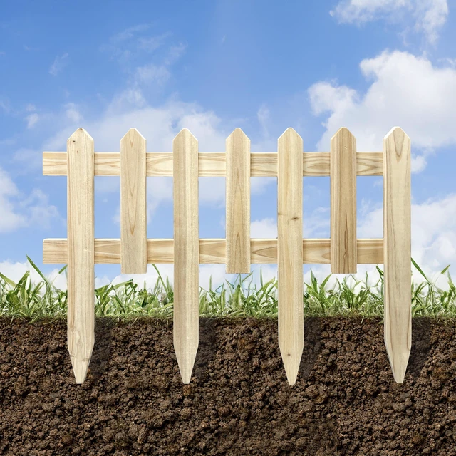 Alt view image 2 of 7 - Expert Gardener Wood Picket Garden Border Edging, 17 in H x 23.6 in W