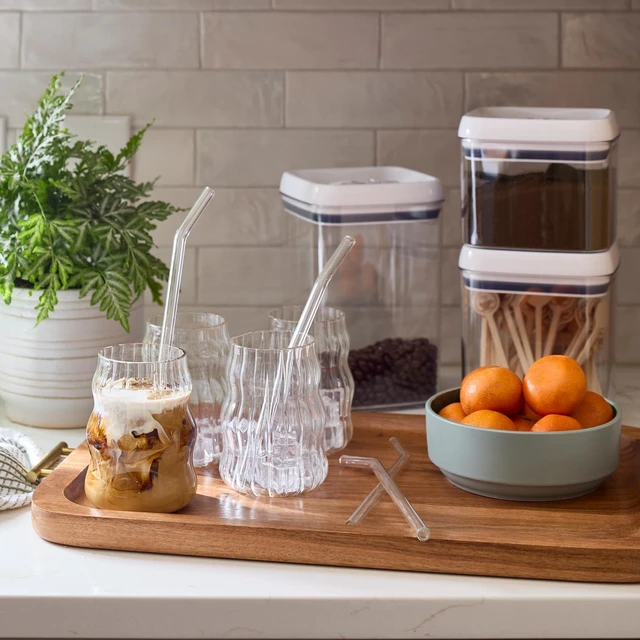 Alt view image 5 of 6 - Better Homes and Gardens Clear Borosilicate Glass Straws 4 Pack with Cleaning Brush