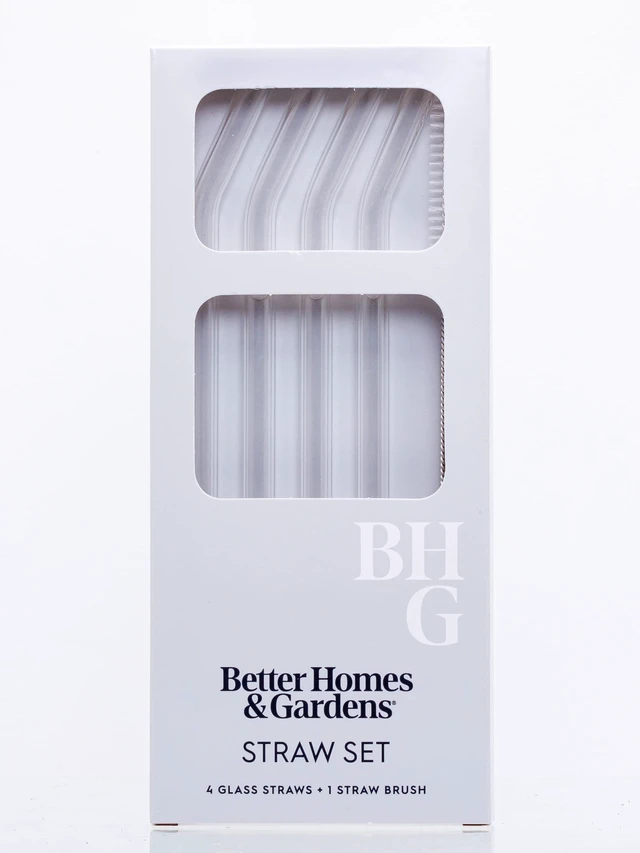 Alt view image 6 of 6 - Better Homes and Gardens Clear Borosilicate Glass Straws 4 Pack with Cleaning Brush