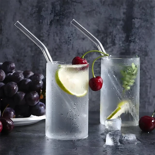 Alt view image 2 of 6 - Better Homes and Gardens Clear Borosilicate Glass Straws 4 Pack with Cleaning Brush