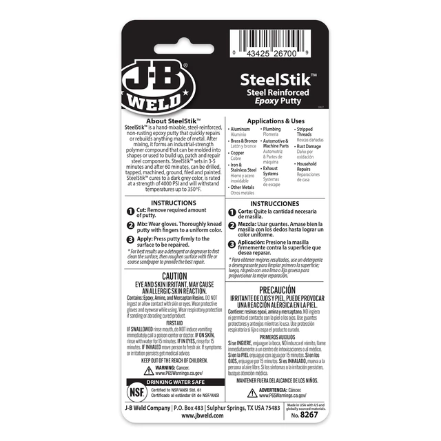 Alt view image 2 of 5 - J-B Weld SteelStik Epoxy Putty 2 oz Gray