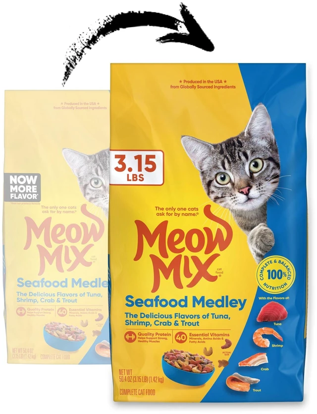 Alt view image 2 of 6 - Meow Mix Seafood Medley Dry Cat Food, 3.15 lb. Bag