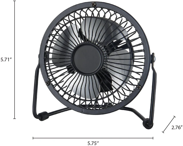 Alt view image 2 of 6 - Mainstays 4 in Metal USB-Powered Tiltable Personal Desk Fan, Black