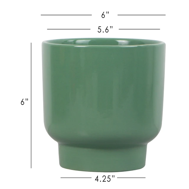 Alt view image 6 of 6 - Mainstays Petra 6 in Round Green Ceramic Planter