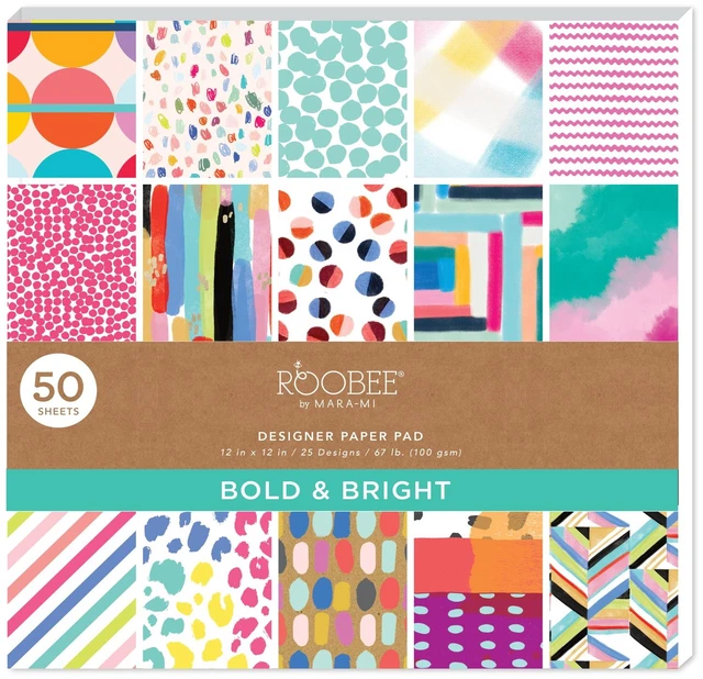 Main image of Roobee by Mara Mi Multicolor Bright & Bold Paper Pad, 50 Sheets, 25 Designs