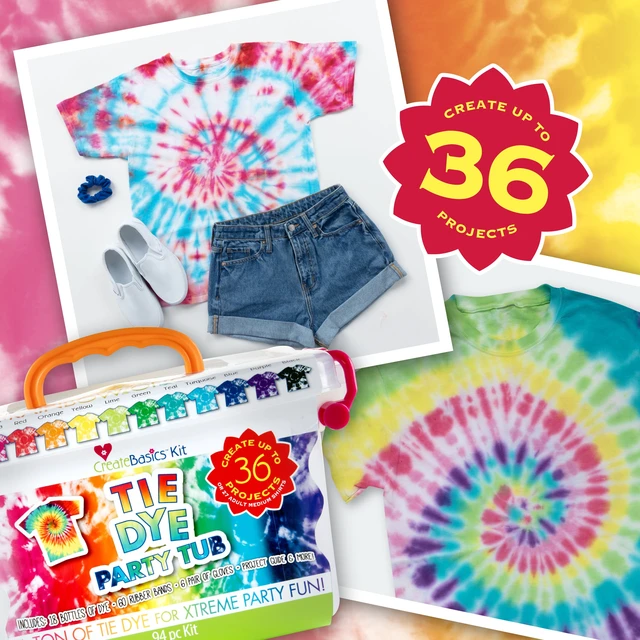 Alt view image 4 of 6 - Create Basics Tie Dye Party Tub with 18 Pre-Filled Bottles, Dye Refill Packs and Accessories