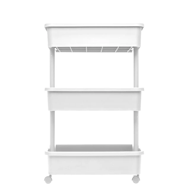 Alt view image 6 of 6 - Mainstays 3-Tier Plastic Rolling Laundry Cart, Arctic White