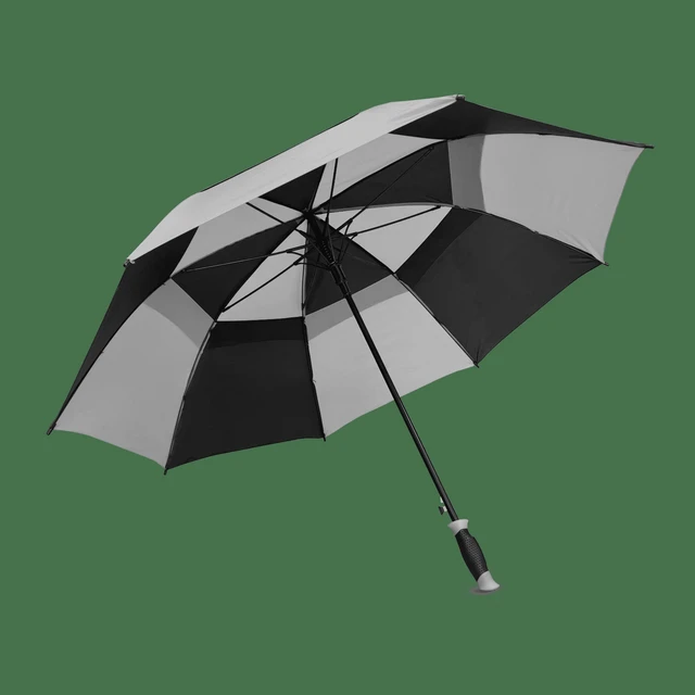Alt view image 4 of 4 - Weather Station Double Canopy Golf Rain Umbrella Gray Black