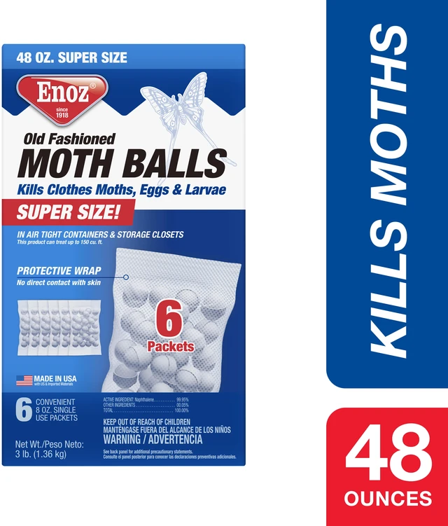 Main image of Enoz Old Fashioned Naphthalene Moth Balls, 6 Single-Use Packets, 48 oz