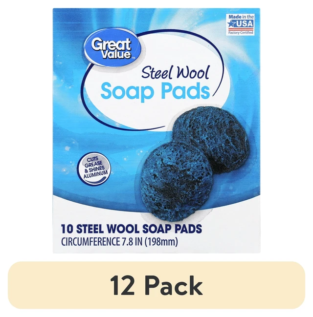 Main image of (12 pack) Great Value Steel Wool Soap Pads, 10 Count