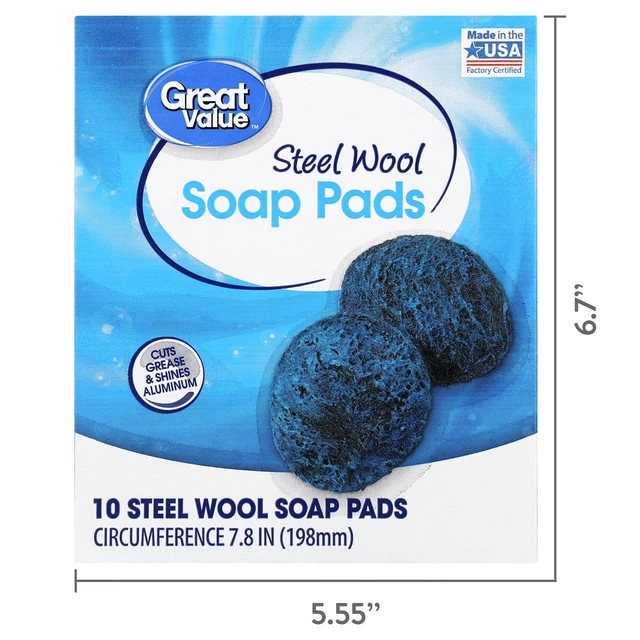 Alt view image 2 of 6 - (12 pack) Great Value Steel Wool Soap Pads, 10 Count