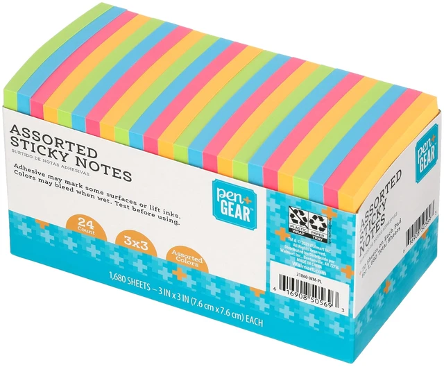 Main image of Pen + Gear Paper Sticky Notes, Neon, 3" x 3", 1680 Sheets, 24 Counts