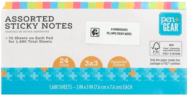 Alt view image 3 of 6 - Pen + Gear Paper Sticky Notes, Neon, 3" x 3", 1680 Sheets, 24 Counts