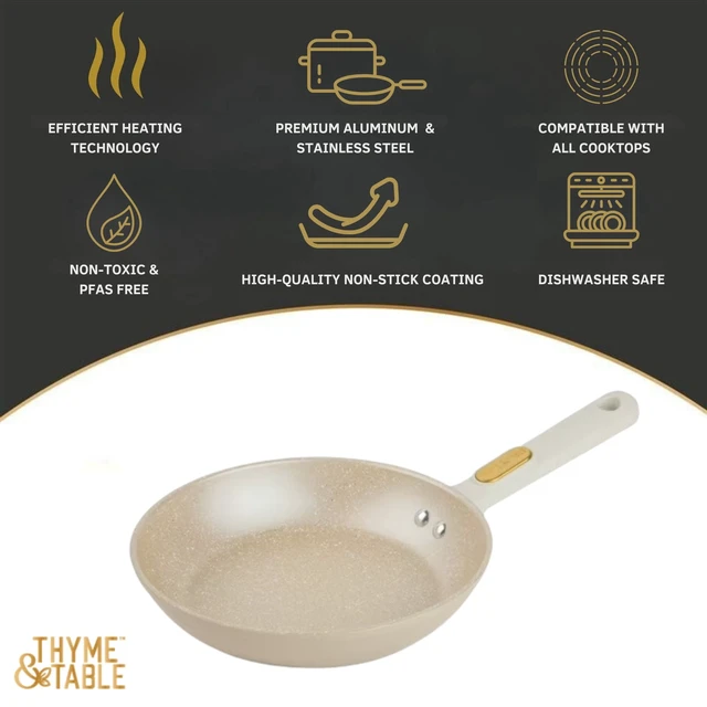 Alt view image 4 of 6 - Thyme & Table 8 in Ceramic Nonstick Fry Pan, Taupe & Gold