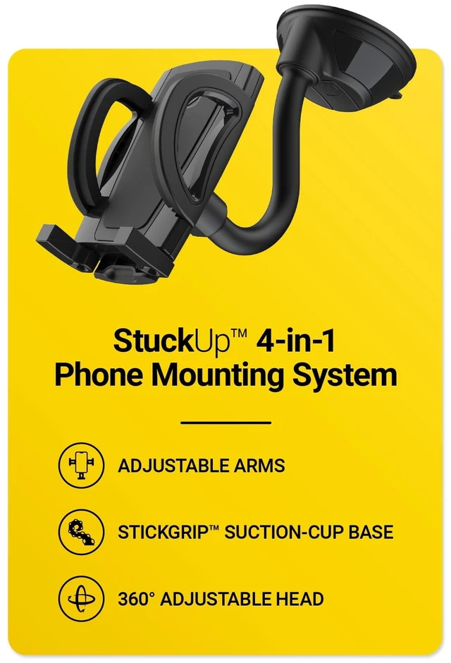 Main image of Scosche IHW10-SP1 4-in-1 StickGrip Suction Cup Car Phone Mount, Vent, Dashboard, Windshield, Black
