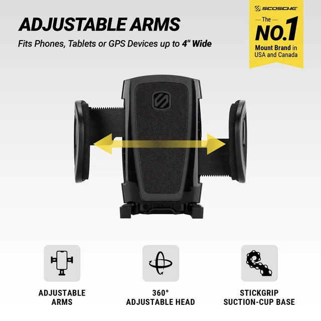 Alt view image 2 of 6 - Scosche IHW10-SP1 4-in-1 StickGrip Suction Cup Car Phone Mount, Vent, Dashboard, Windshield, Black