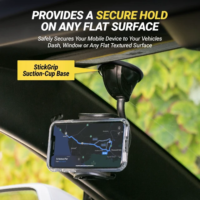 Alt view image 3 of 6 - Scosche IHW10-SP1 4-in-1 StickGrip Suction Cup Car Phone Mount, Vent, Dashboard, Windshield, Black