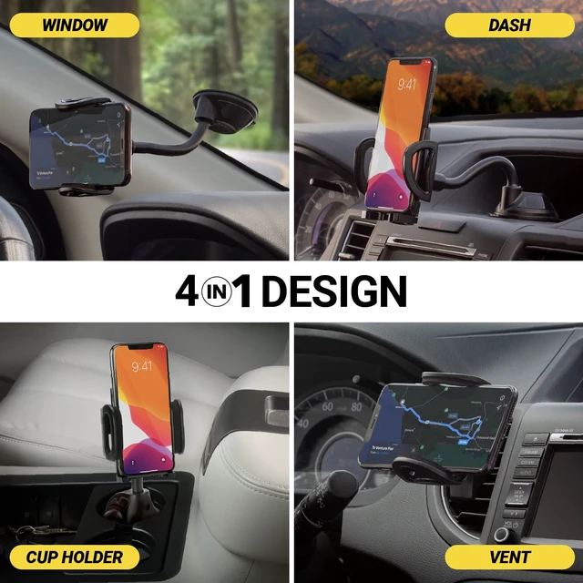 Alt view image 4 of 6 - Scosche IHW10-SP1 4-in-1 StickGrip Suction Cup Car Phone Mount, Vent, Dashboard, Windshield, Black