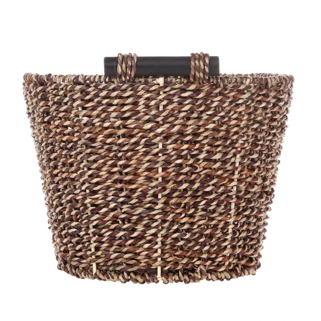 Alt view image 6 of 6 - Mainstays Brown Oval 2-Hue Seagrass Storage Basket with Wooden Side Handles, 8.31 in x 10 in x 14.31 in