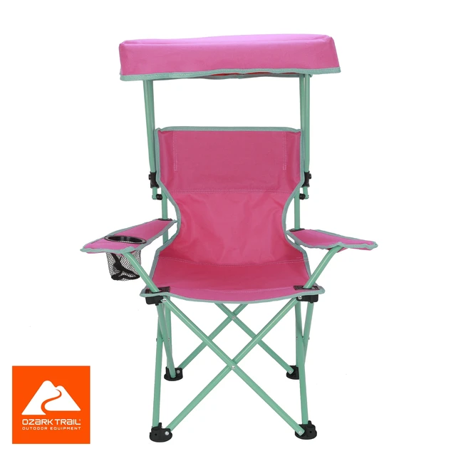 Alt view image 4 of 6 - Ozark Trail Kids Canopy Chair with Safety Lock, 125 lb Capacity, Pink/Green