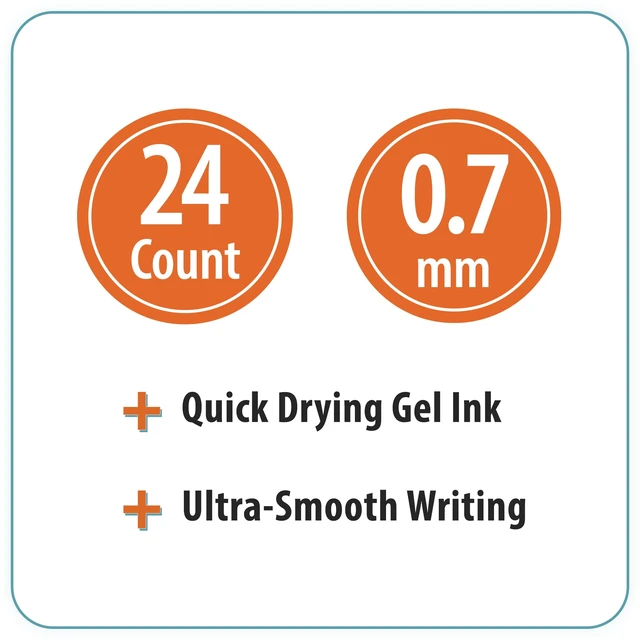 Alt view image 6 of 6 - Pen+Gear Retractable Gel Pens, Medium Point, 0.7mm, Assorted Colors, 24 Count