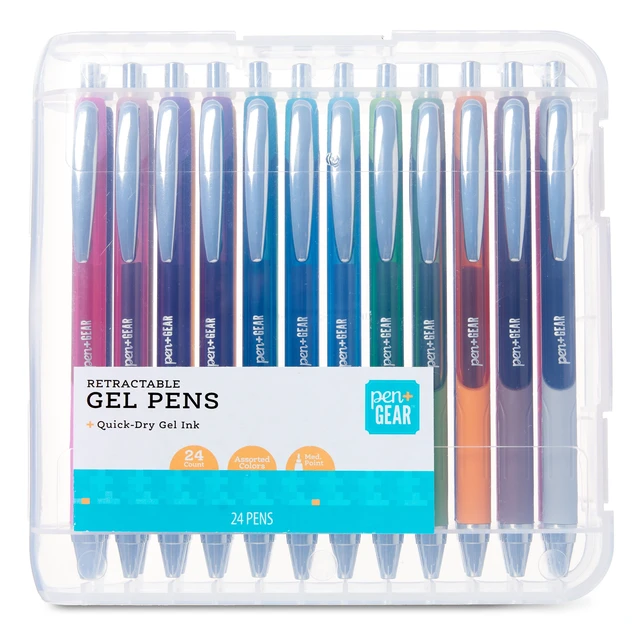 Alt view image 3 of 6 - Pen+Gear Retractable Gel Pens, Medium Point, 0.7mm, Assorted Colors, 24 Count
