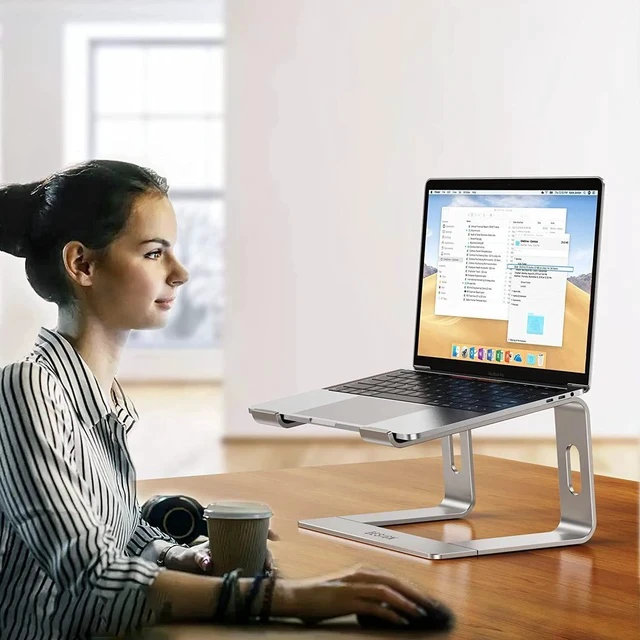Alt view image 7 of 7 - LS03 Aluminum Laptop Stand Ergonomic Detachable Computer Stand Notebook Riser Compatible with Air Pro HP More 10-15.6 Laptops Silver