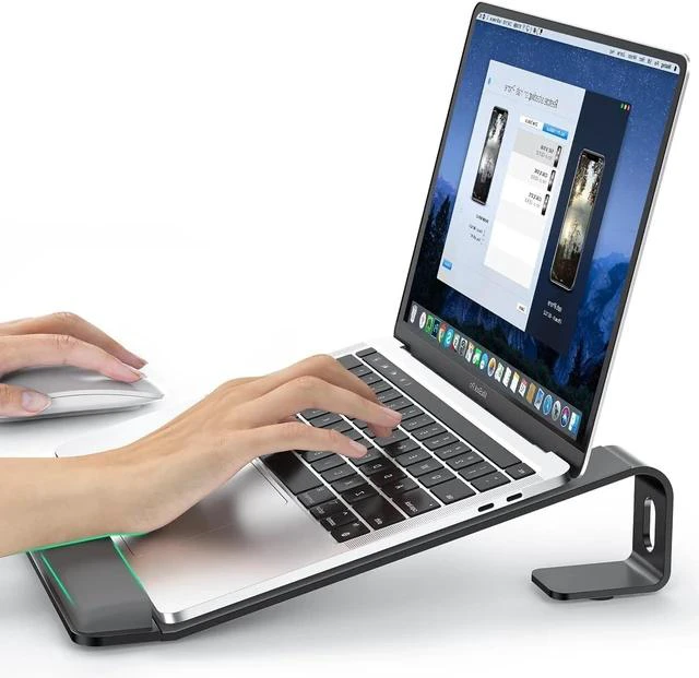 Main image of Laptop Stand for Desk Metal Laptop Stand with Wrist Support Ergonomic Detachable Laptop Riser Aluminum Protable Computer Stand for MacBook Air Pro HP XPS HP (10-17) Laptops - Black
