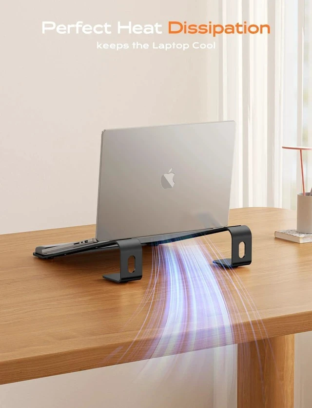 Alt view image 6 of 7 - Laptop Stand for Desk Metal Laptop Stand with Wrist Support Ergonomic Detachable Laptop Riser Aluminum Protable Computer Stand for MacBook Air Pro HP XPS HP (10-17) Laptops - Black