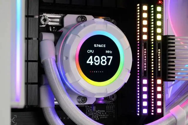 Alt view image 4 of 4 - ID-COOLING SL360 White CPU Liquid Cooler with Display, Customizable 2.1" LCD Display for Images or Performance Metrics, 360mm AIO Cooler, Three AF127 ARGB Fans, Fits Intel/AMD