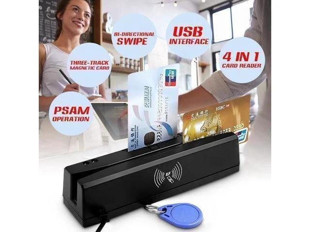 Alt view image 6 of 7 - 4-in-1 Multi Card Reader Magnetic Stripe Credit Card EMV IC Chip RFID PSAM Reader Writer Digital Memory Card Reader