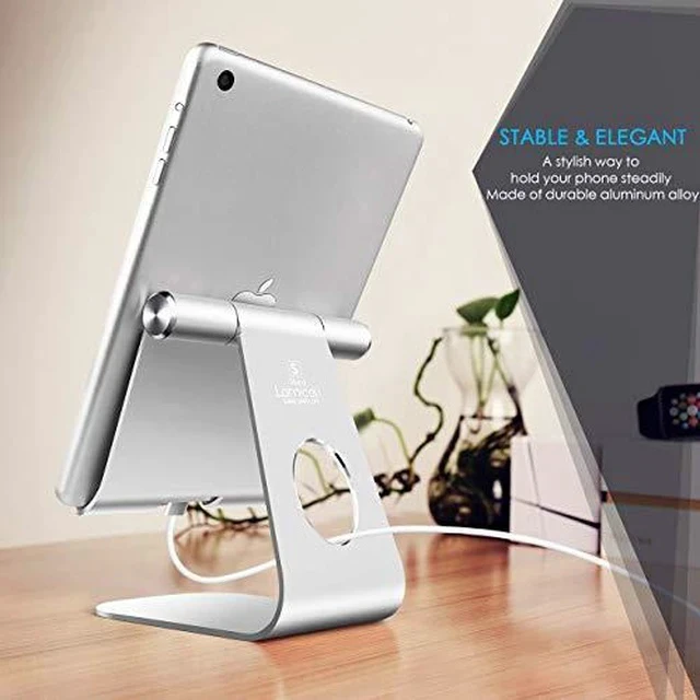 Alt view image 2 of 7 - Tablet Stand Adjustable Tablet Stand Desktop Stand Holder Dock Compatible with Tablet Such as iPad 2018 Pro 97 105 Air Mini 4 3 2 Kindle Nexus Tab EReader 413 Silver