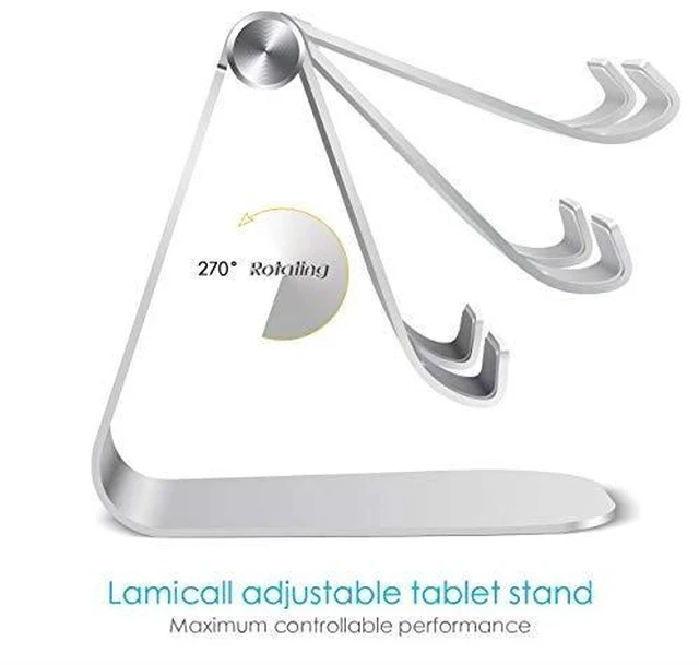 Alt view image 3 of 7 - Tablet Stand Adjustable Tablet Stand Desktop Stand Holder Dock Compatible with Tablet Such as iPad 2018 Pro 97 105 Air Mini 4 3 2 Kindle Nexus Tab EReader 413 Silver
