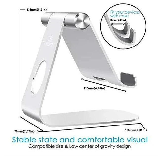 Alt view image 5 of 7 - Tablet Stand Adjustable Tablet Stand Desktop Stand Holder Dock Compatible with Tablet Such as iPad 2018 Pro 97 105 Air Mini 4 3 2 Kindle Nexus Tab EReader 413 Silver