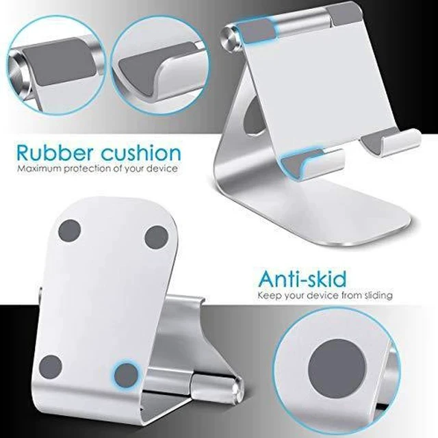 Alt view image 4 of 7 - Tablet Stand Adjustable Tablet Stand Desktop Stand Holder Dock Compatible with Tablet Such as iPad 2018 Pro 97 105 Air Mini 4 3 2 Kindle Nexus Tab EReader 413 Silver