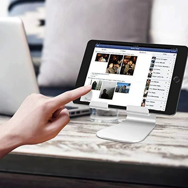 Alt view image 6 of 7 - Tablet Stand Adjustable Tablet Stand Desktop Stand Holder Dock Compatible with Tablet Such as iPad 2018 Pro 97 105 Air Mini 4 3 2 Kindle Nexus Tab EReader 413 Silver