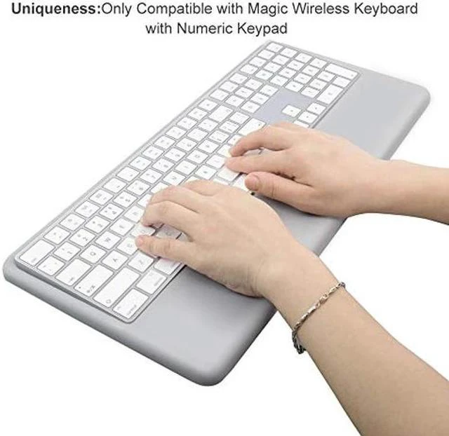 Alt view image 2 of 5 - Wrist Rest Ergonomic Keyboard Stand Compatible with Wireless Magic Keyboard 2 with Numeric Keypad (Gray Silicone)