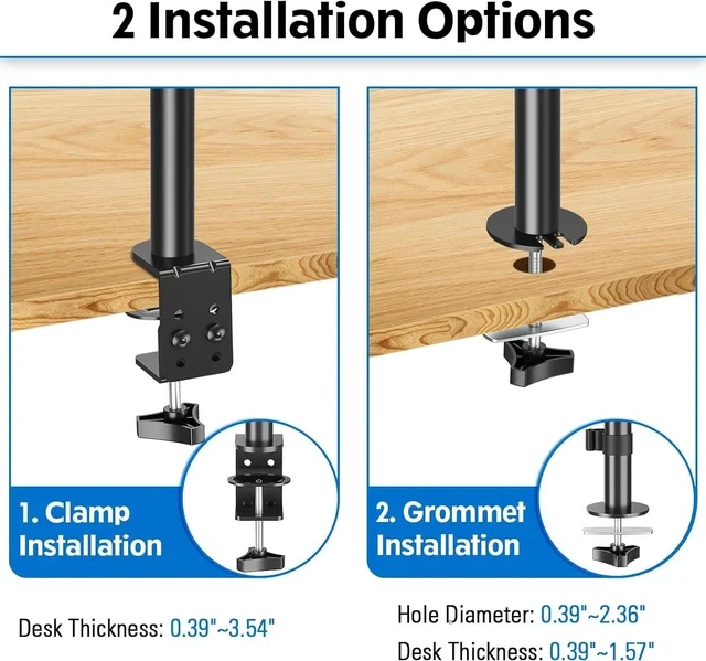 Alt view image 4 of 7 - MOUNTUP Single Monitor Mount, Adjustable Monitor Stand for Max 32 Inch Flat Curved Computer Screen, Monitors Arm Desk Mount Fit VESA 75x75& 100x100, up to 17.6lbs, with C-Clamp and Grommet Base, Black
