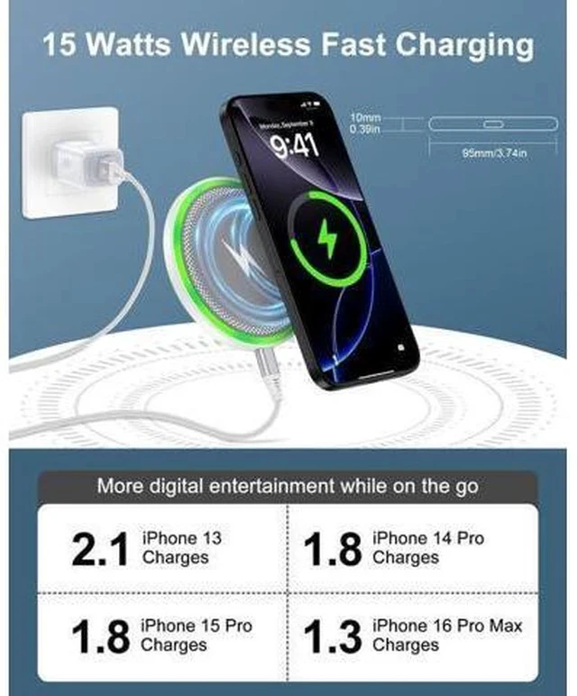 Alt view image 6 of 7 - Pixel 10 Pro XL Wireless Charger Android Fast Charging For Google Pixel 10 9 Pro Xl 8 8a 7 15w Wireless Charging Pad with Block Cargador Inalmbrico Para For Galaxy S25 iPhone 17 16e 16Pro Max