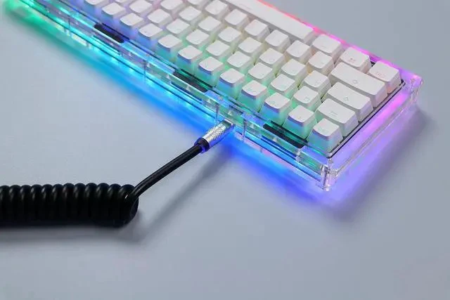 Alt view image 3 of 6 - Puff Aviator Coiled USB Cable, Type C Detachable Mechanical Gaming Keyboard Cable for Win/Mac/Gamers, Suitable for RT100/TH68 PRO/TH80 PRO/TH96/TH80 SE/CIDOO V65. etc(Puff Black)