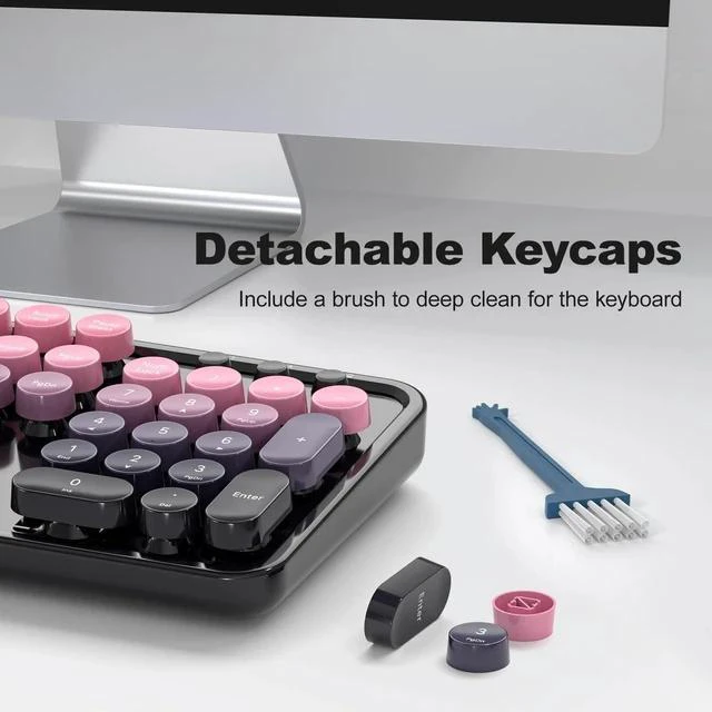 Alt view image 5 of 5 - Wireless Keyboard and Mouse Combo - GEEZER Rose-Pink Gradient Full-Sized Colorful Keyboard 104 Keys - USB 2.4 G Receiver Plug Play with Round Keycap Typewriter Keyboards, for Windows, PC, Lapto