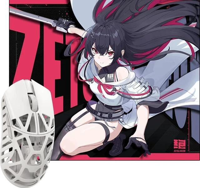 Main image of WLMOUSE Beast X Pro Magnesium Gaming Mouse(Milky White,OM Switch,Side Slits)+ZETSUMEOW REN Yaiba Mouse Pad(Black)