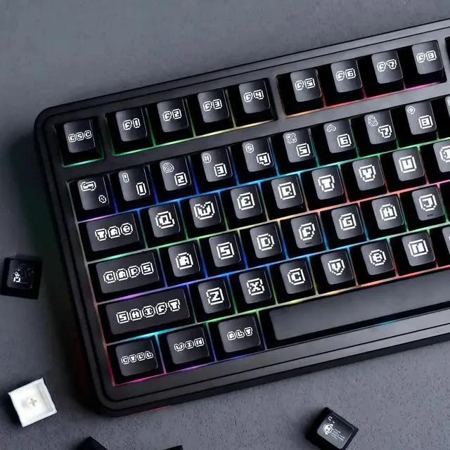 Main image of x vvyruus Retromania Keycaps Set - 130 Keys Five-Side Dye-sub PBT Keycaps, Cherry Profile, MX-Style Compatible for 60%/65%/75%/TKL/96%/Full Size ANSI Layout Mechanical Gaming Keyboards