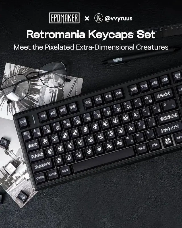 Alt view image 2 of 7 - x vvyruus Retromania Keycaps Set - 130 Keys Five-Side Dye-sub PBT Keycaps, Cherry Profile, MX-Style Compatible for 60%/65%/75%/TKL/96%/Full Size ANSI Layout Mechanical Gaming Keyboards