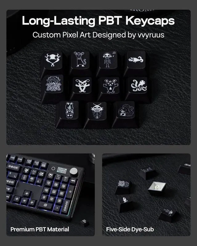 Alt view image 3 of 7 - x vvyruus Retromania Keycaps Set - 130 Keys Five-Side Dye-sub PBT Keycaps, Cherry Profile, MX-Style Compatible for 60%/65%/75%/TKL/96%/Full Size ANSI Layout Mechanical Gaming Keyboards