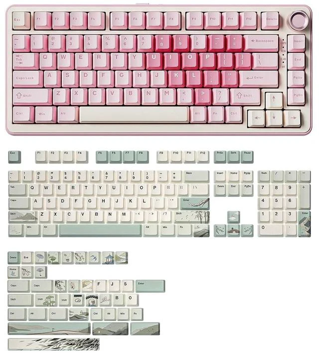 Main image of B75 PRO Wireless Mechanical Keyboard(Milk Switch,Pink),Spring Tea Keycap Cherry(Cherry Profile, Spri