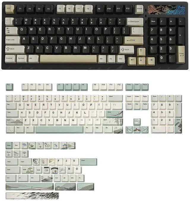 Main image of YZ98 Gasket Mechanical Keyboard(Black, Cocoa Cream V2 Switch),Spring Tea Keycap Cherry(Cherry Profil