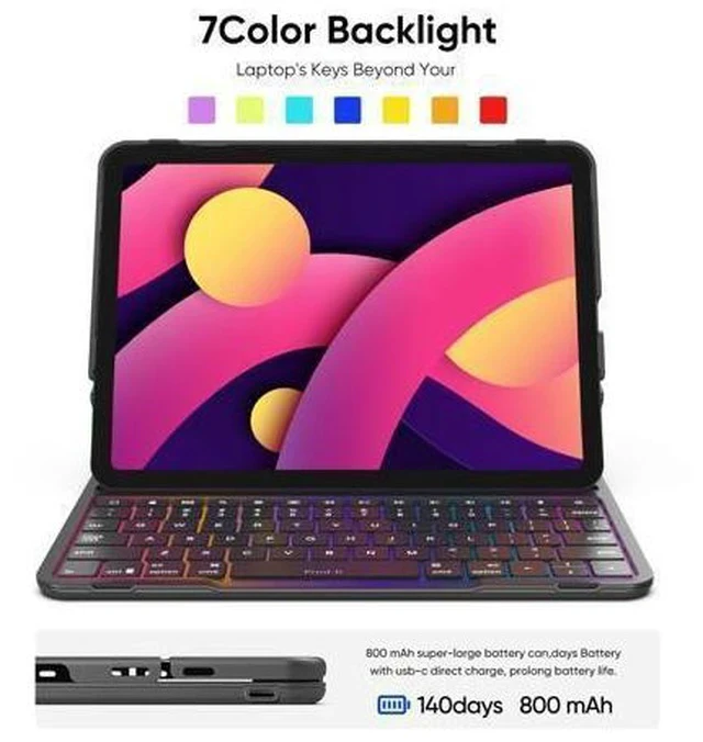 Alt view image 3 of 5 - PAUL B for iPad Air 11 Inch Case with Keyboard,Air 6th/Air 5th/Air 4th Generation Keyboard Case-Backlit,10.9 Inch Air Generation Case with Keyboard,iPad Keyboard Case Auto Wake/Sleep (Glacial Silver