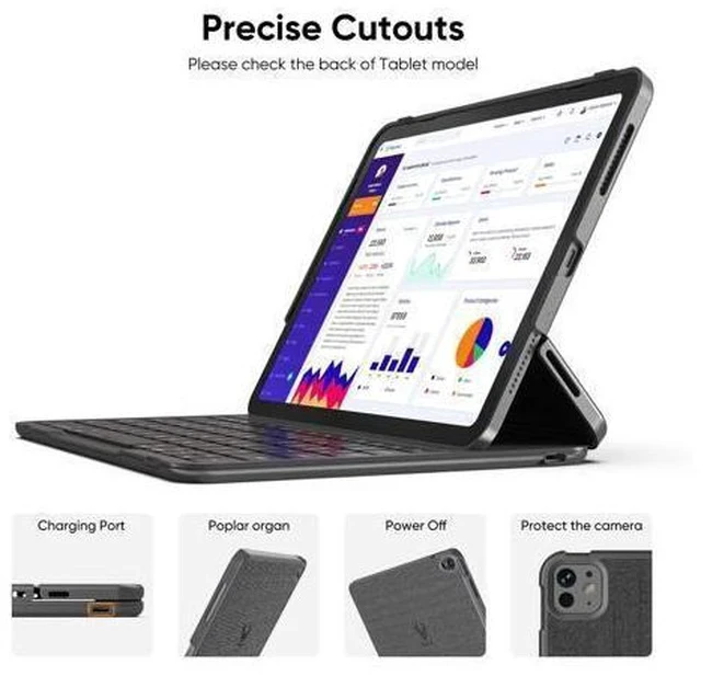 Alt view image 4 of 5 - PAUL B for iPad Air 11 Inch Case with Keyboard,Air 6th/Air 5th/Air 4th Generation Keyboard Case-Backlit,10.9 Inch Air Generation Case with Keyboard,iPad Keyboard Case Auto Wake/Sleep (Glacial Silver